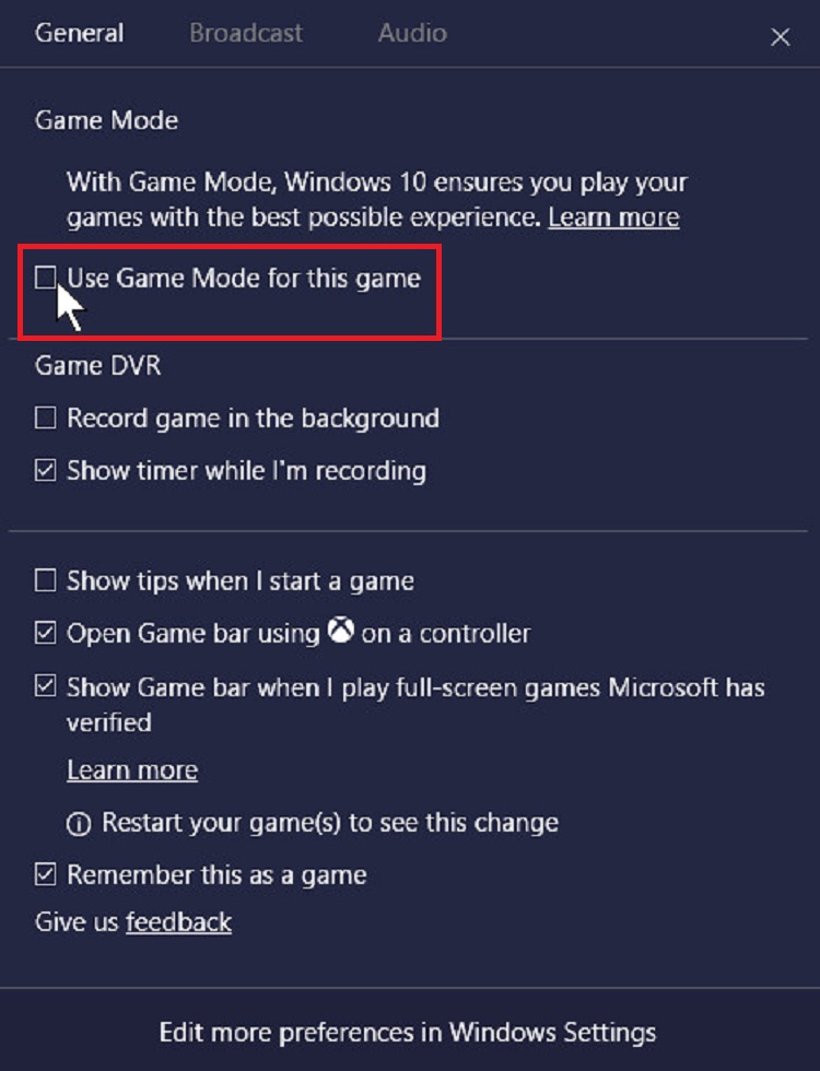 Cách kích hoạt chế độ Game Mode trên Windows 10