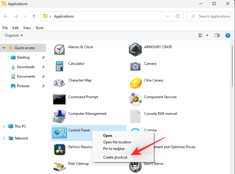 Đưa icon ứng dụng ra màn hình desktop Windows 11